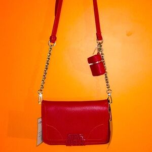 Steve Madden Bcara Bag “Chevy” True Red Pebble Leather Crossbody or Clutch